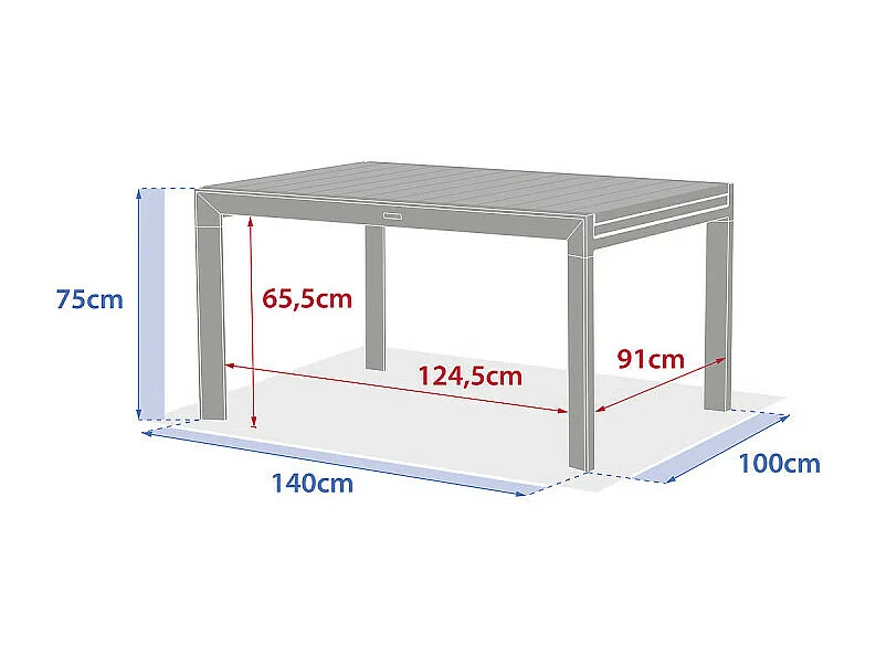 Table extensible 10 places Evasion effet bois lin/laurier Hespéride
