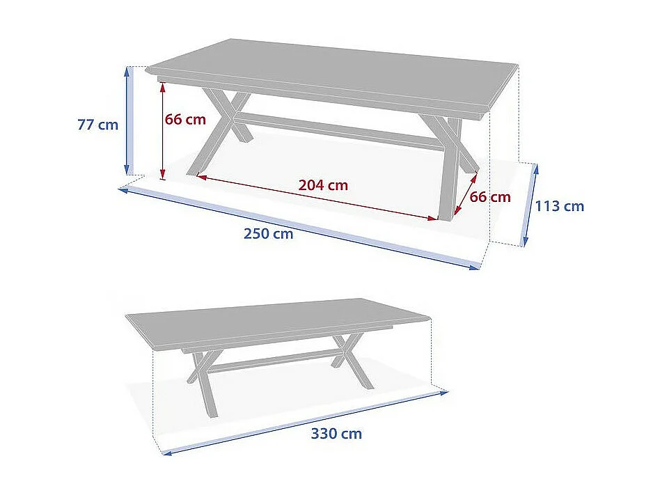 Table extérieure extensible 12p. Axiome effet bois et graphite Hespéride