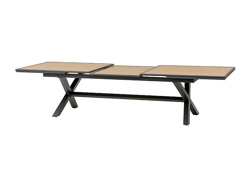 Table extérieure extensible 12p. Axiome effet bois et graphite Hespéride