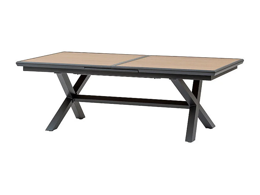 Table extérieure extensible 10p. Axiome effet bois et graphite Hespéride