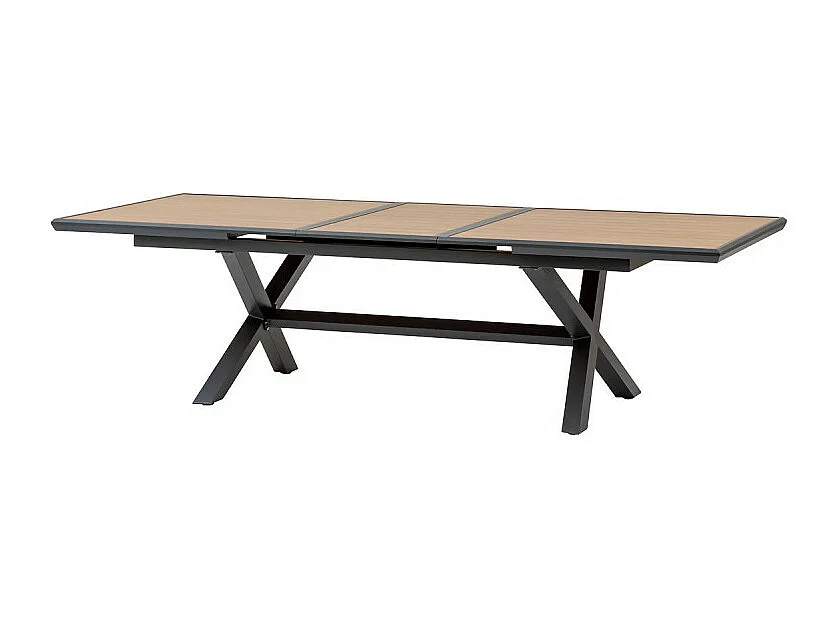 Table extérieure extensible 10p. Axiome effet bois et graphite Hespéride