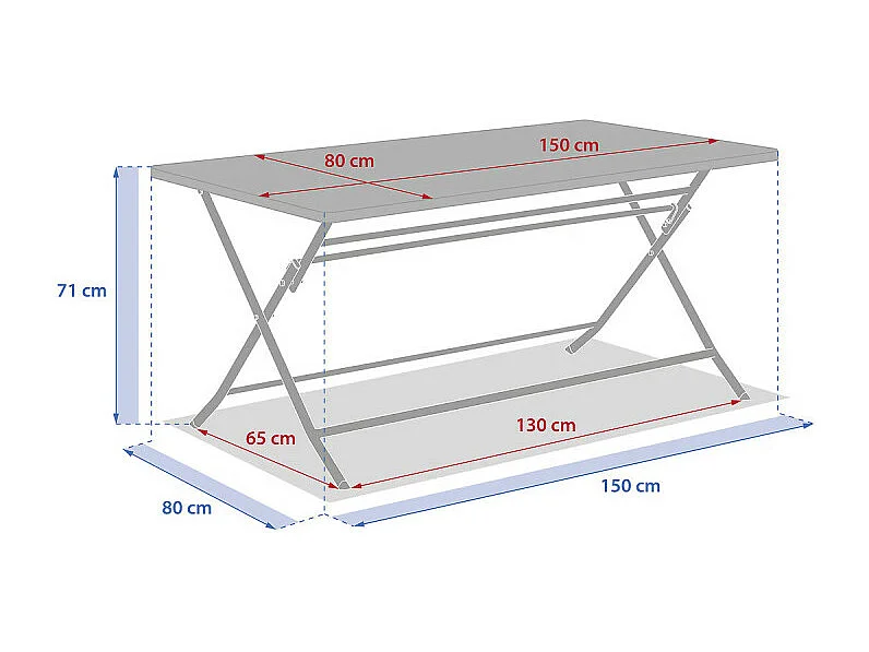 Table rectangulaire pliante Greensboro 6p argile Hespéride