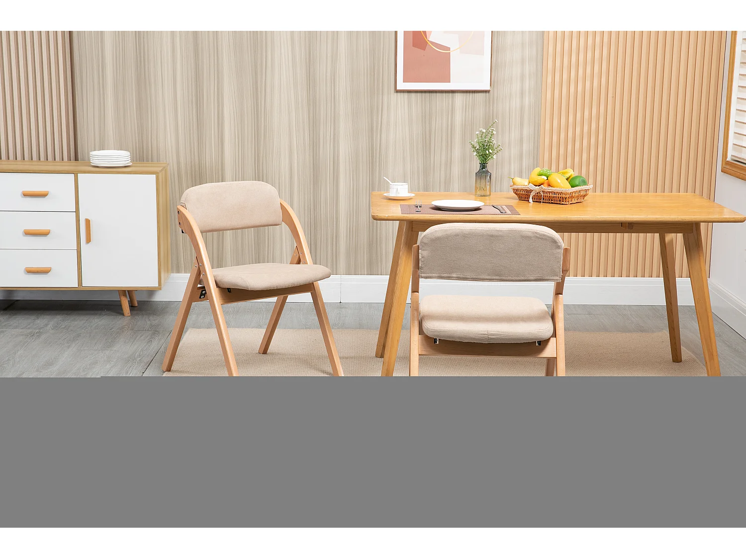 Haobosic - Ensemble de 2 chaises pliantes avec coussin en bois et housse amovible, chaises empilables pour salle à manger, cuisine,mariage et fête