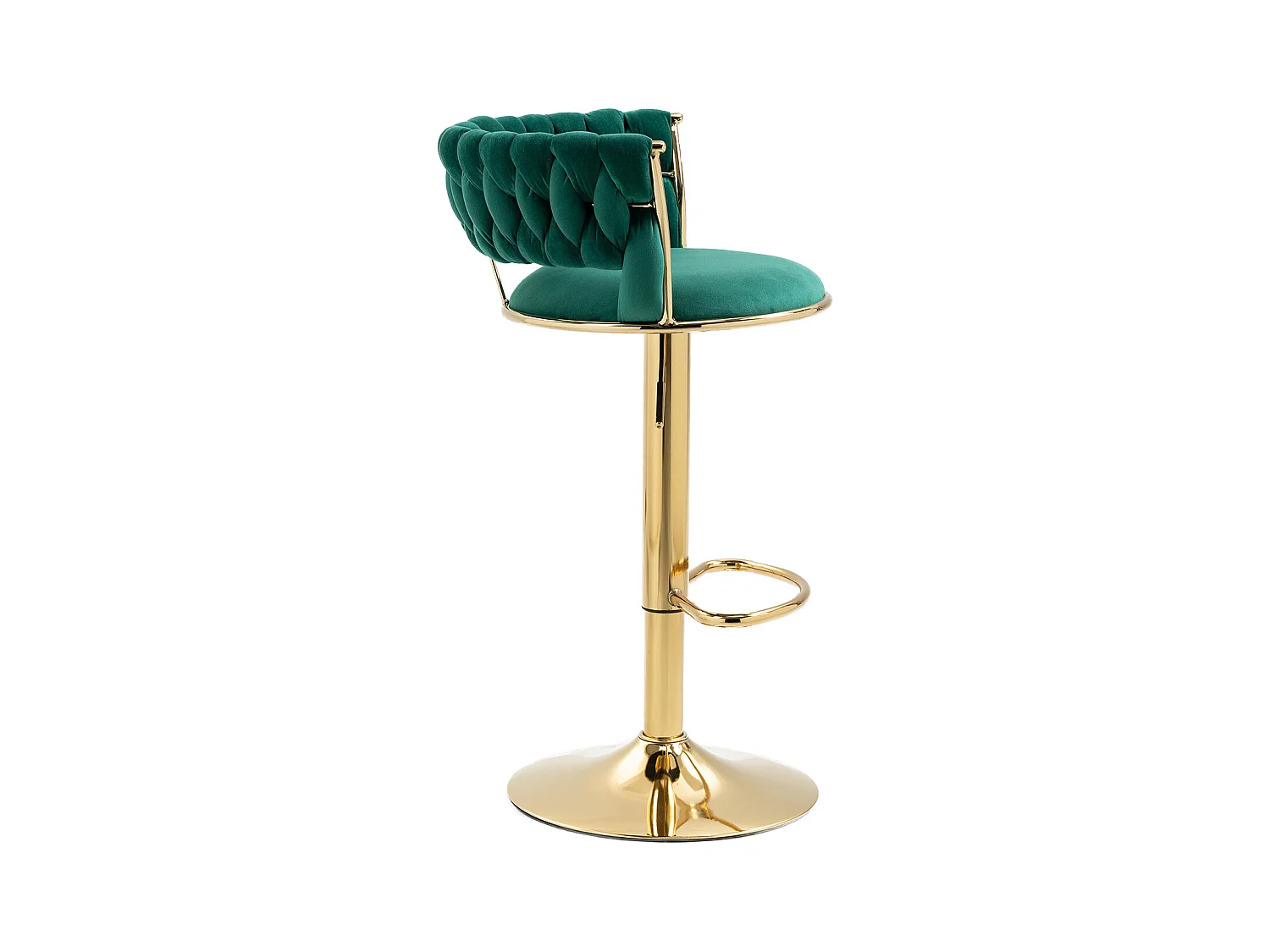 Tabouret de Bar Pivotant 360° en Velours, Set de 2, Hauteur Réglable avec Dossier Tissé à Main, Confort Ergonomique et Base en Métal Doré