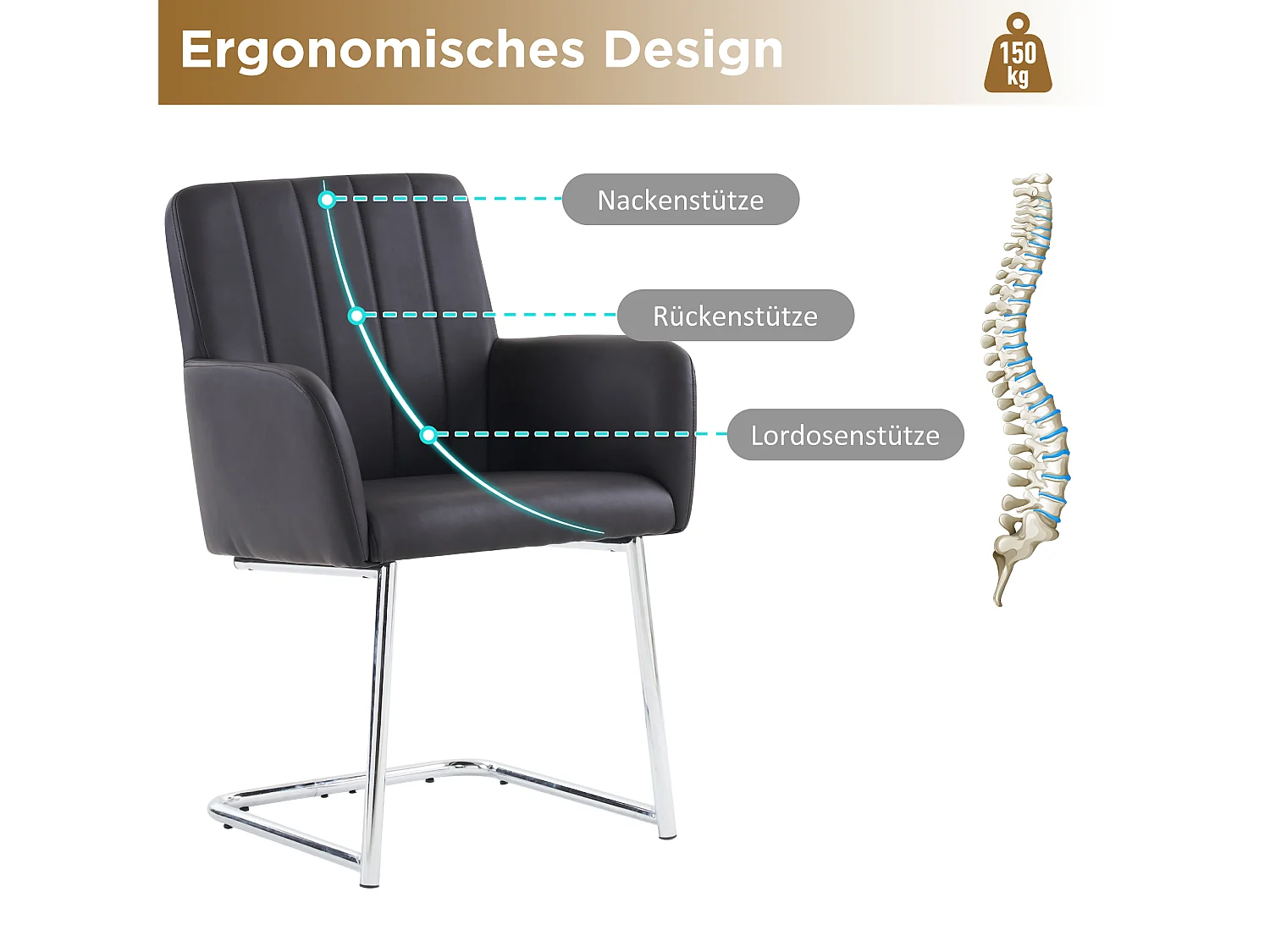 Haobosic - Lot de 2 Chaises de Salle à Manger avec Rayures Verticales, Chaise Rembourrée en Similicuir avec Pieds Métalliques Z, Chaise de Salon