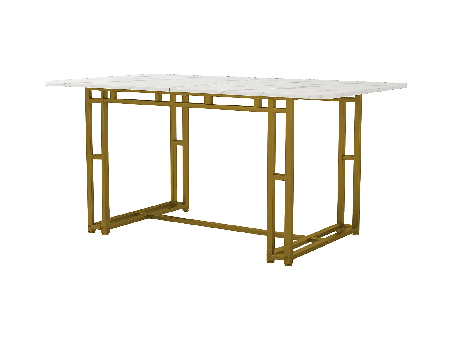 Table à Manger Rectangulaire 120x70cm avec Pieds en Métal Doré, Design Moderne et Élégant pour Cuisine et Salon