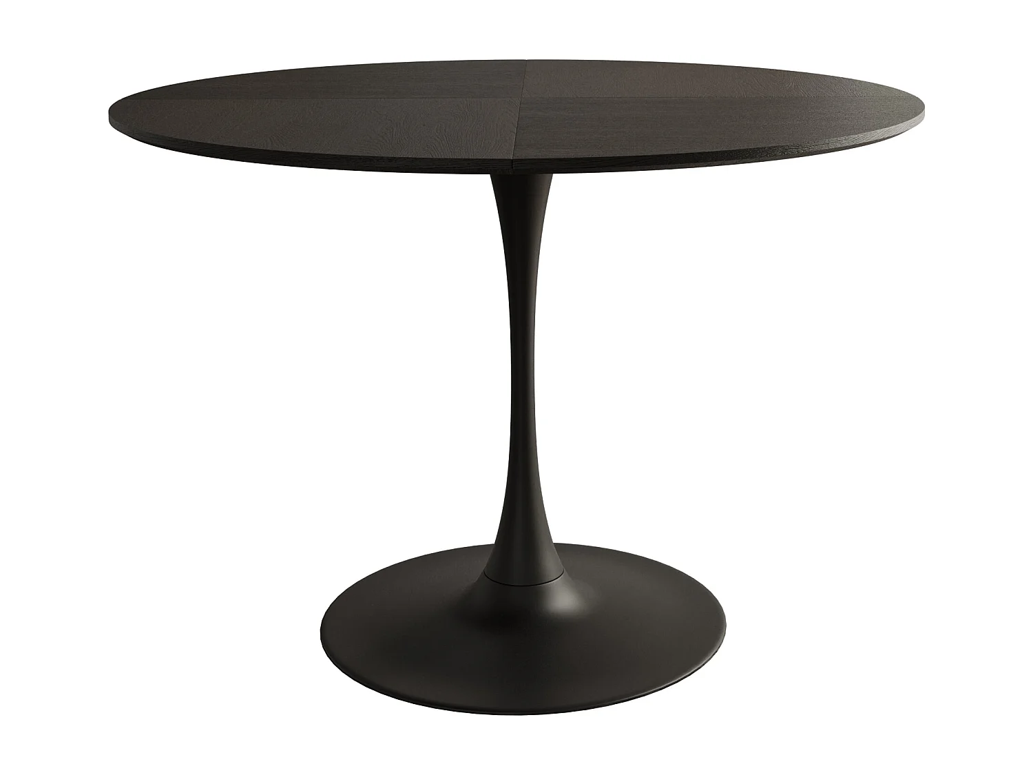 Table à Manger Ronde Moderne 120 cm, Plateau en Bois Massif Noir, Base en Métal, Table de Salle à Manger ou Table d'Appoint