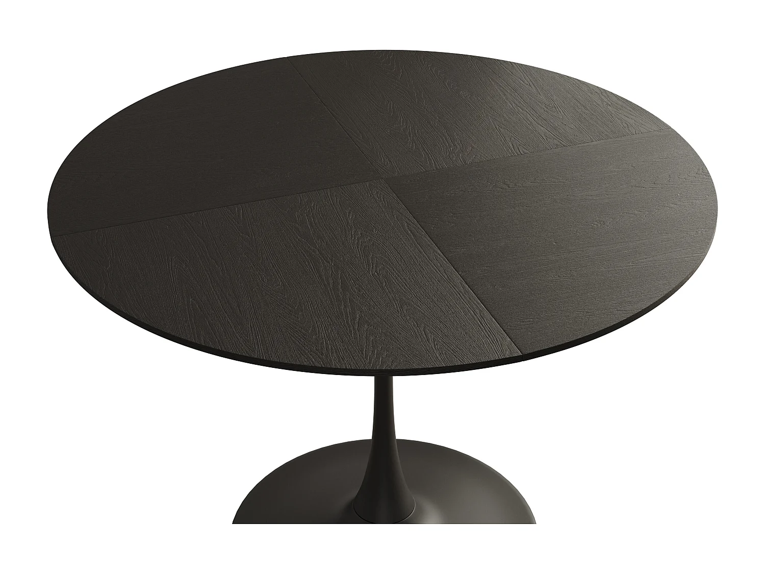 Table à Manger Ronde Moderne 120 cm, Plateau en Bois Massif Noir, Base en Métal, Table de Salle à Manger ou Table d'Appoint