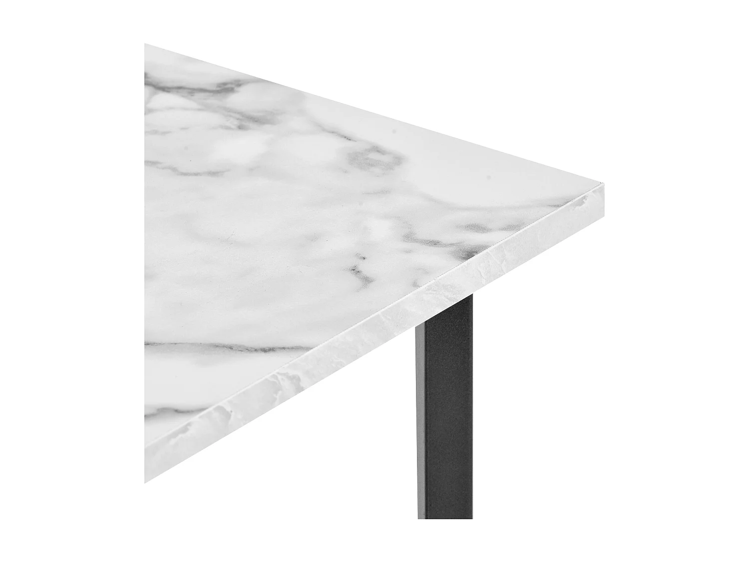 Table basse moderne en bois style mi-siècle, rectangulaire, blanc, avec pieds en métal, pour salon
