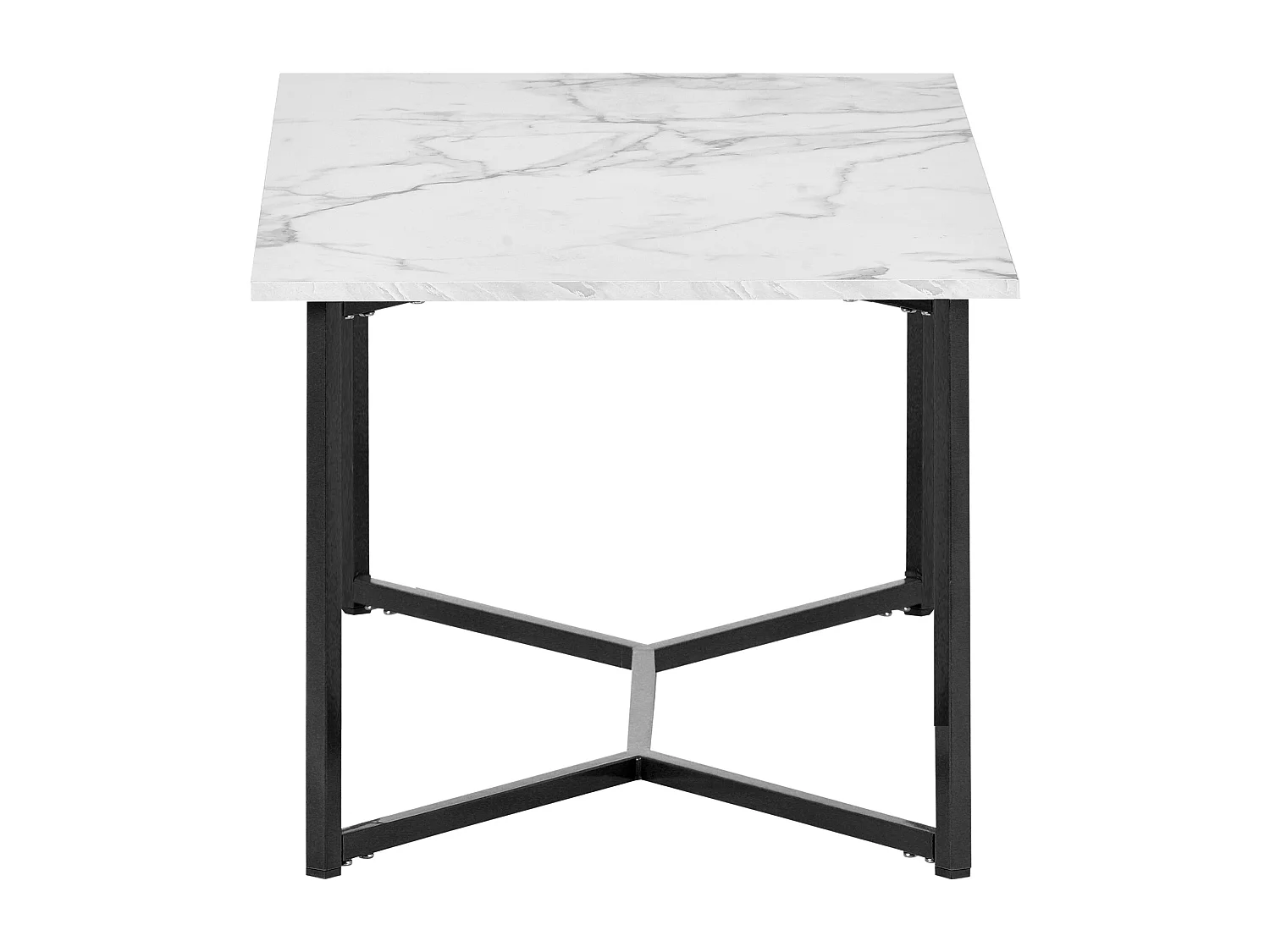 Table basse moderne en bois style mi-siècle, rectangulaire, blanc, avec pieds en métal, pour salon