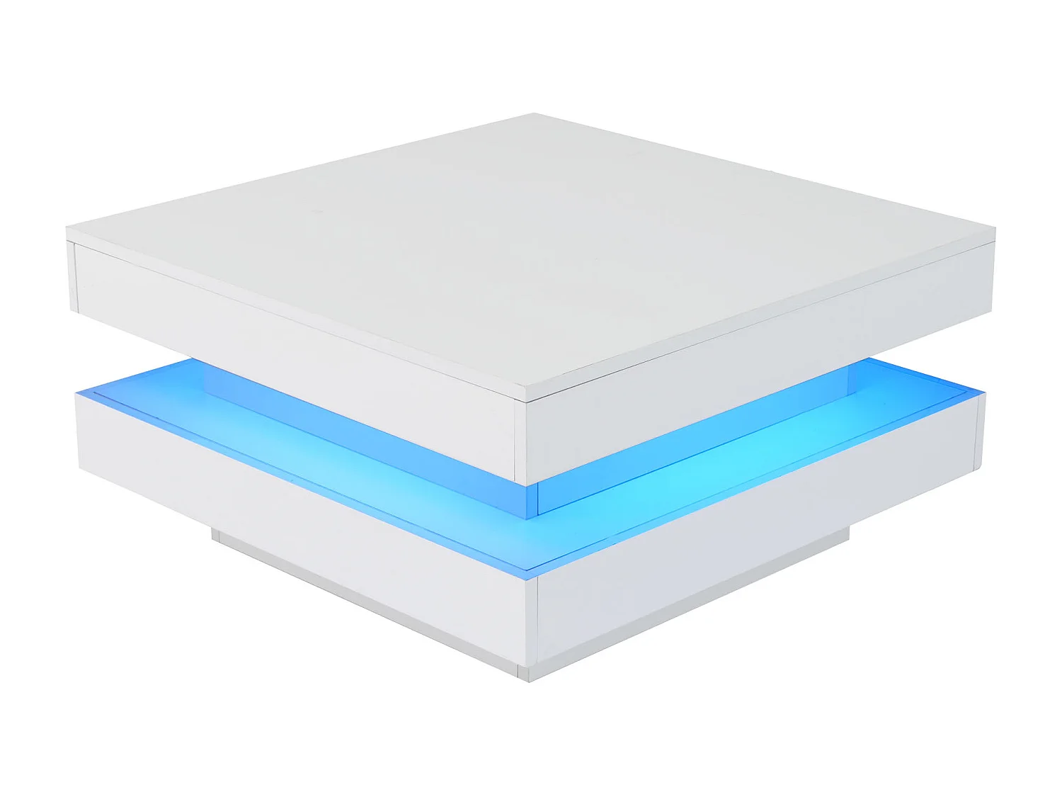 Table Basse Carrée Blanche avec Éclairage LED 16 Couleurs - Design Moderne Technologique - 70x70x36 cm, Charge Maximale 30 kg