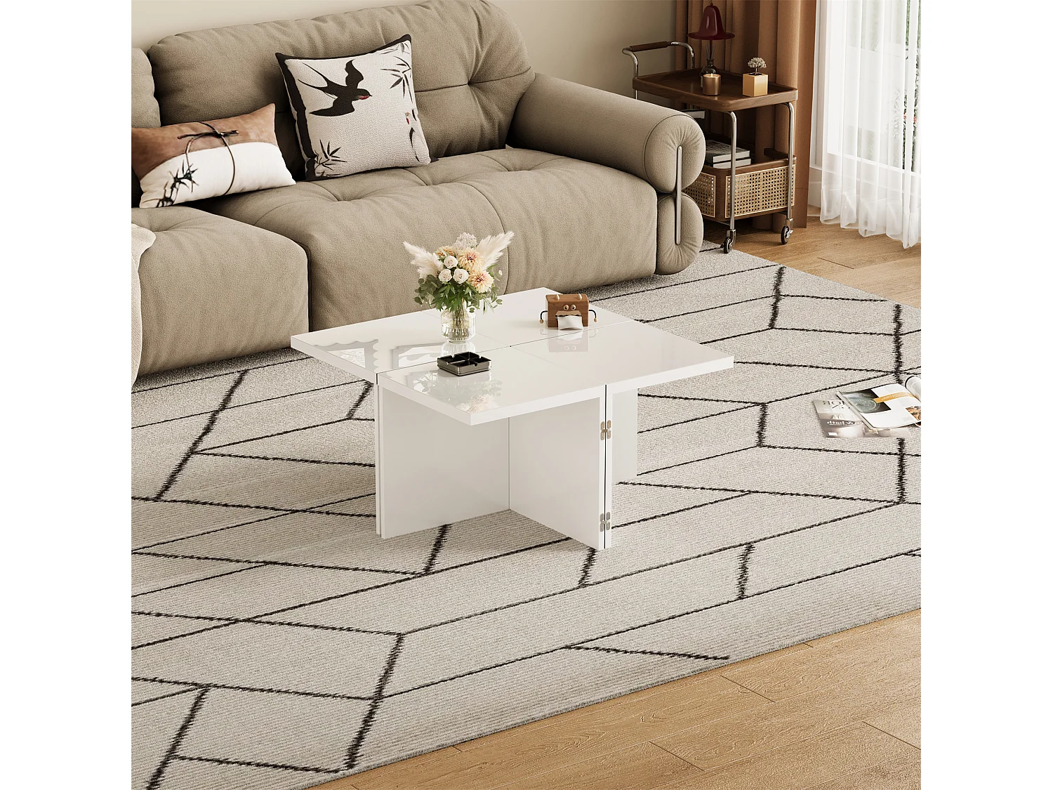 Table basse DIY moderne, plateau laqué, combinaison libre, ensemble de 4 tables, 81 x 81 x 40 cm, pour salon