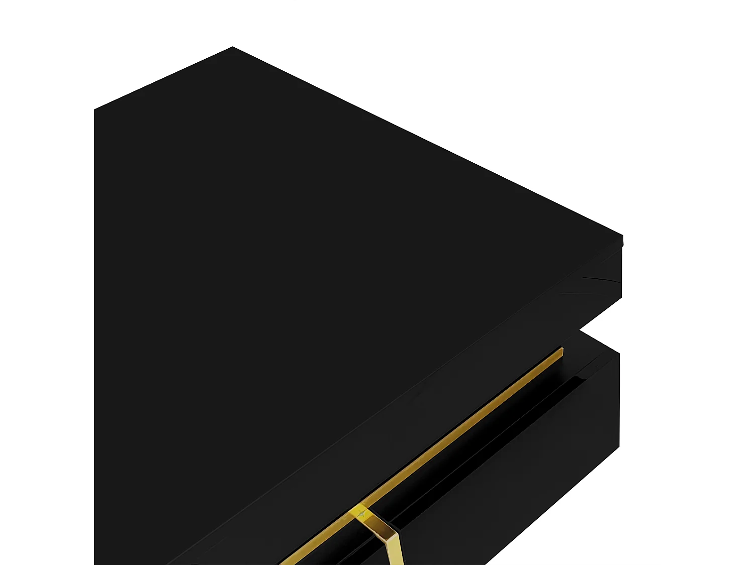 Table Basse Hautement Brillante avec Accents Dorés, Table de Salon avec Deux Tiroirs – Design Élégant et Pratique