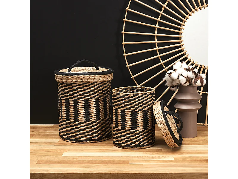 Lot de 2 Paniers de Rangement "Mirage" 27cm Noir