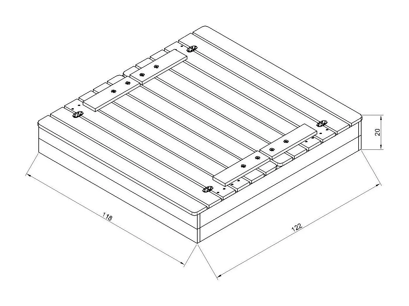 Houten zandbak met opvouwbare afdekking en bank 118 x 122 x H20 - Timbela M051-1