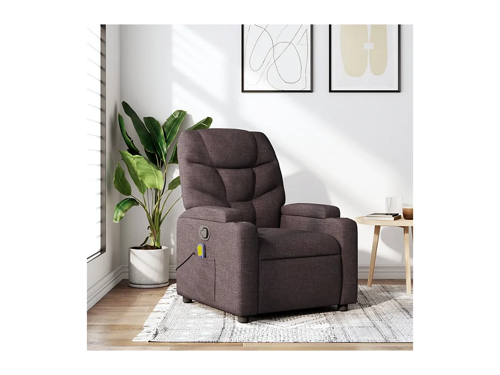 Fauteuil de massage inclinable Marron foncé Tissu