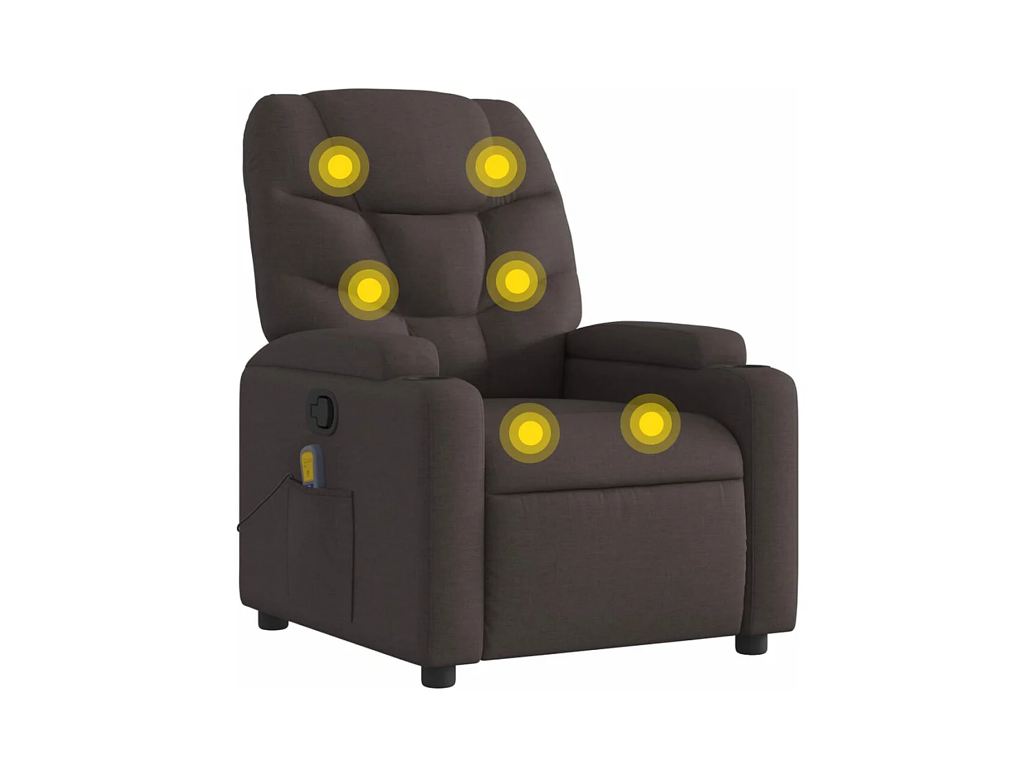 Fotel masujący z funkcją regulacji Brązowy Ciemny Tkanina z Funkcją Wibracji i Uchwytem na Kubki