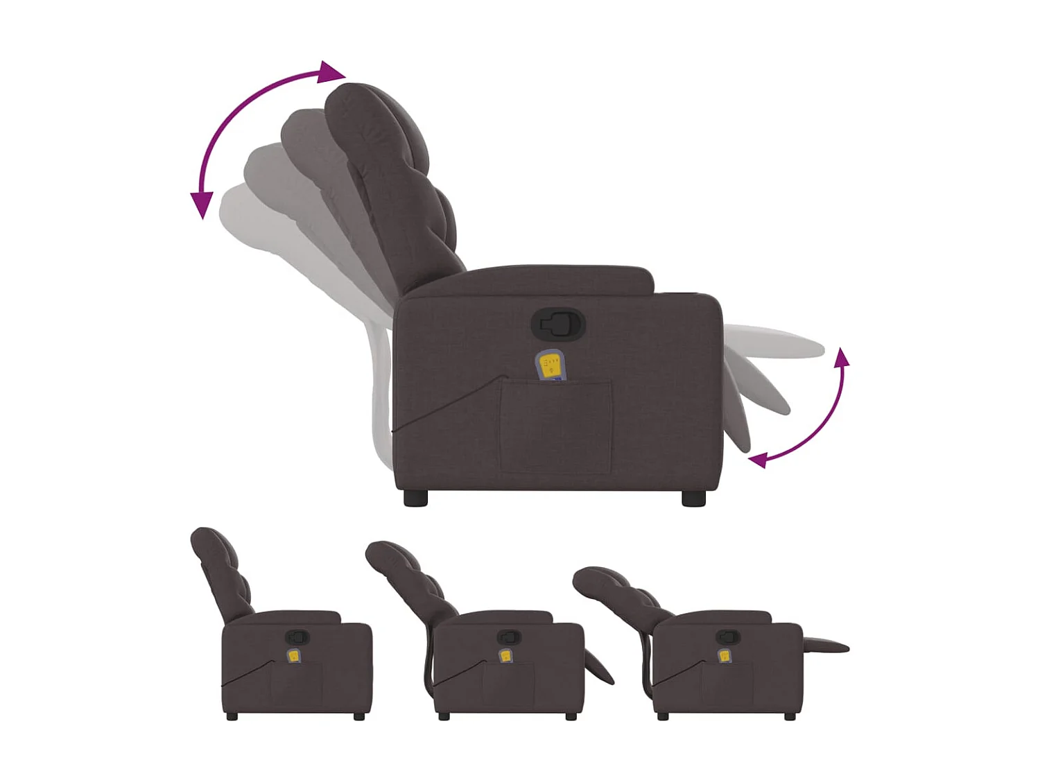 Fauteuil de massage inclinable Marron foncé Tissu