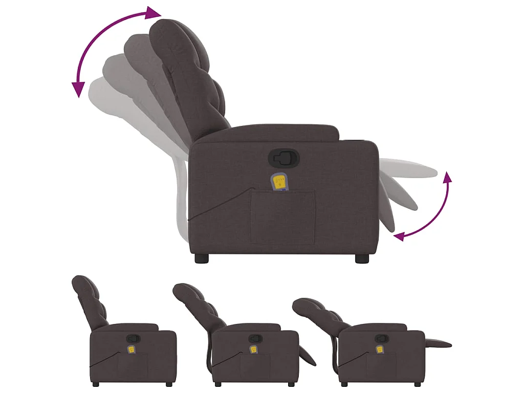 Fauteuil de massage inclinable Marron foncé Tissu
