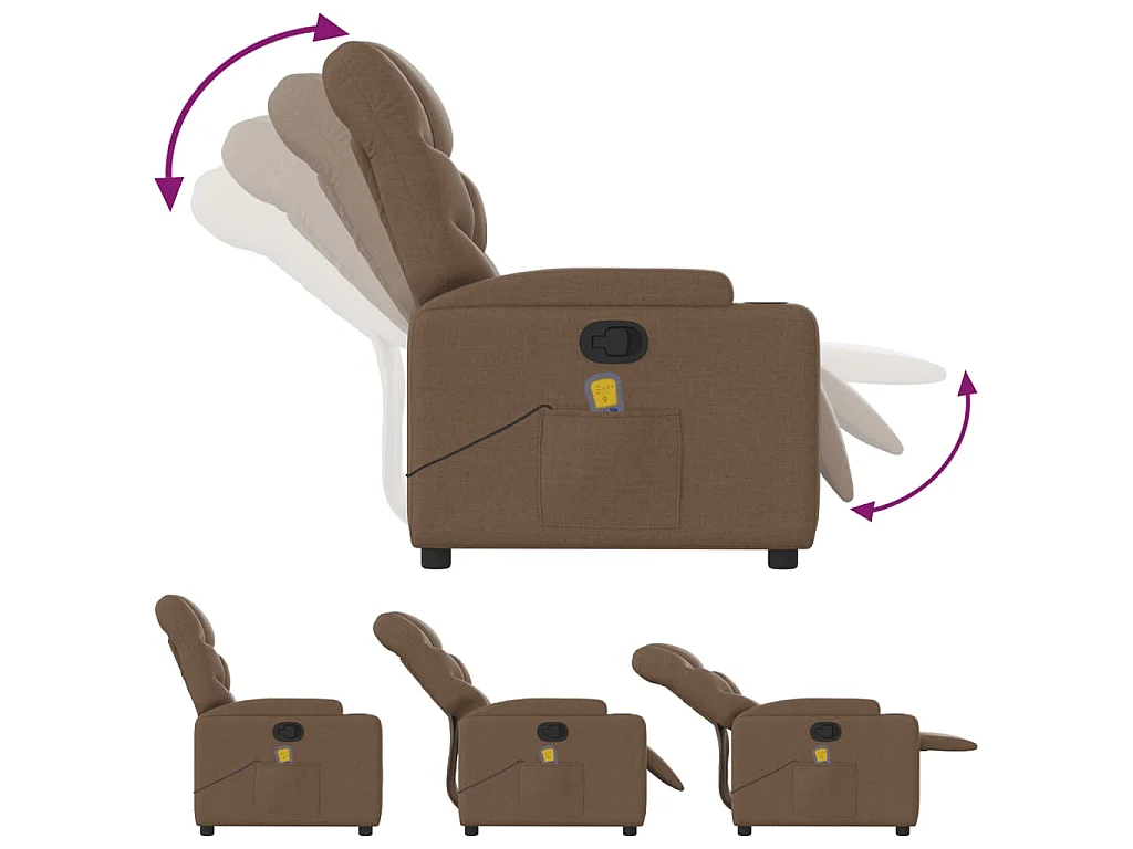 Fauteuil de massage inclinable Marron Tissu