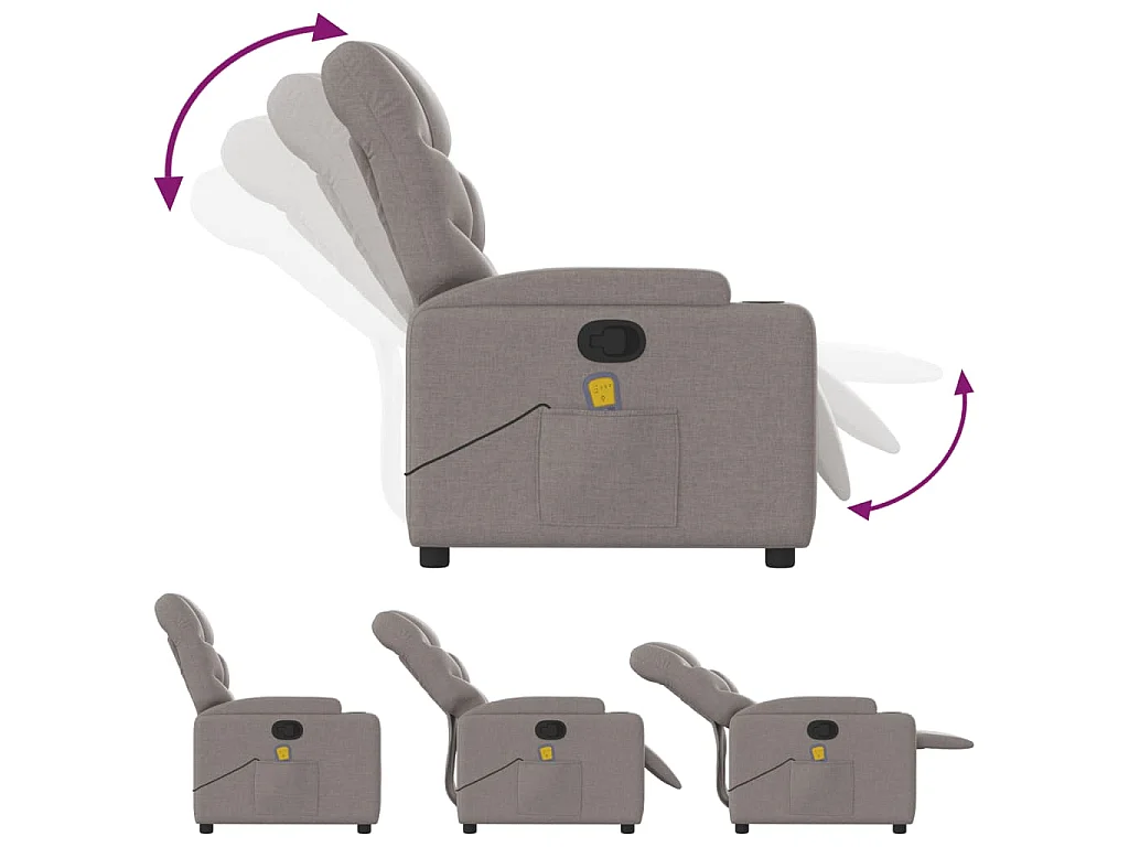 Fotel masujący z funkcją wibracji i solidną ramą, beżowy materiał