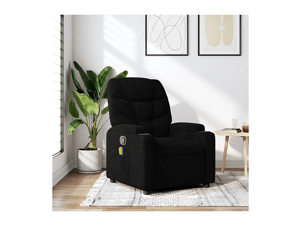 Fauteuil de massage inclinable Noir Tissu