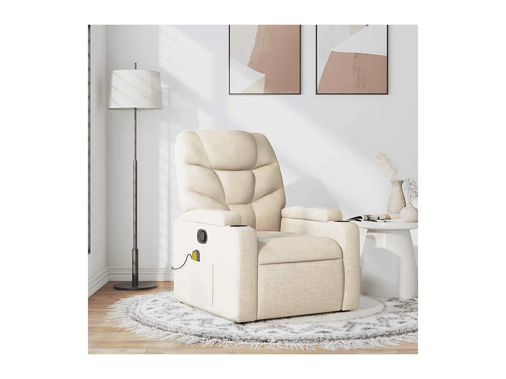 Fauteuil de massage inclinable Crème Tissu