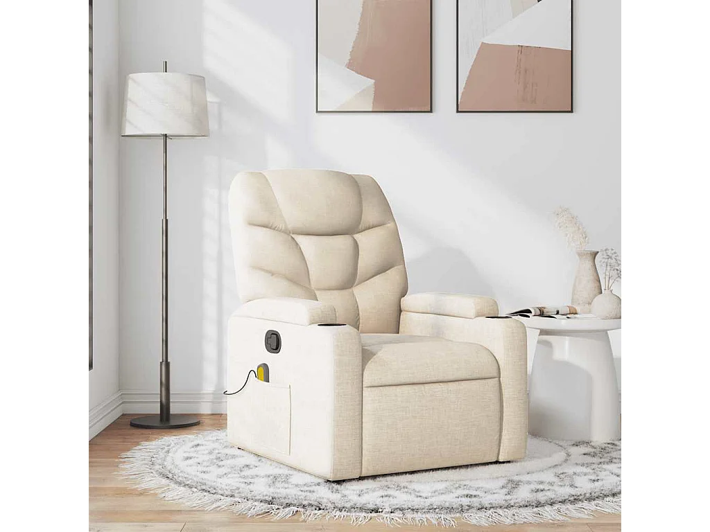 Fauteuil de massage inclinable Crème Tissu