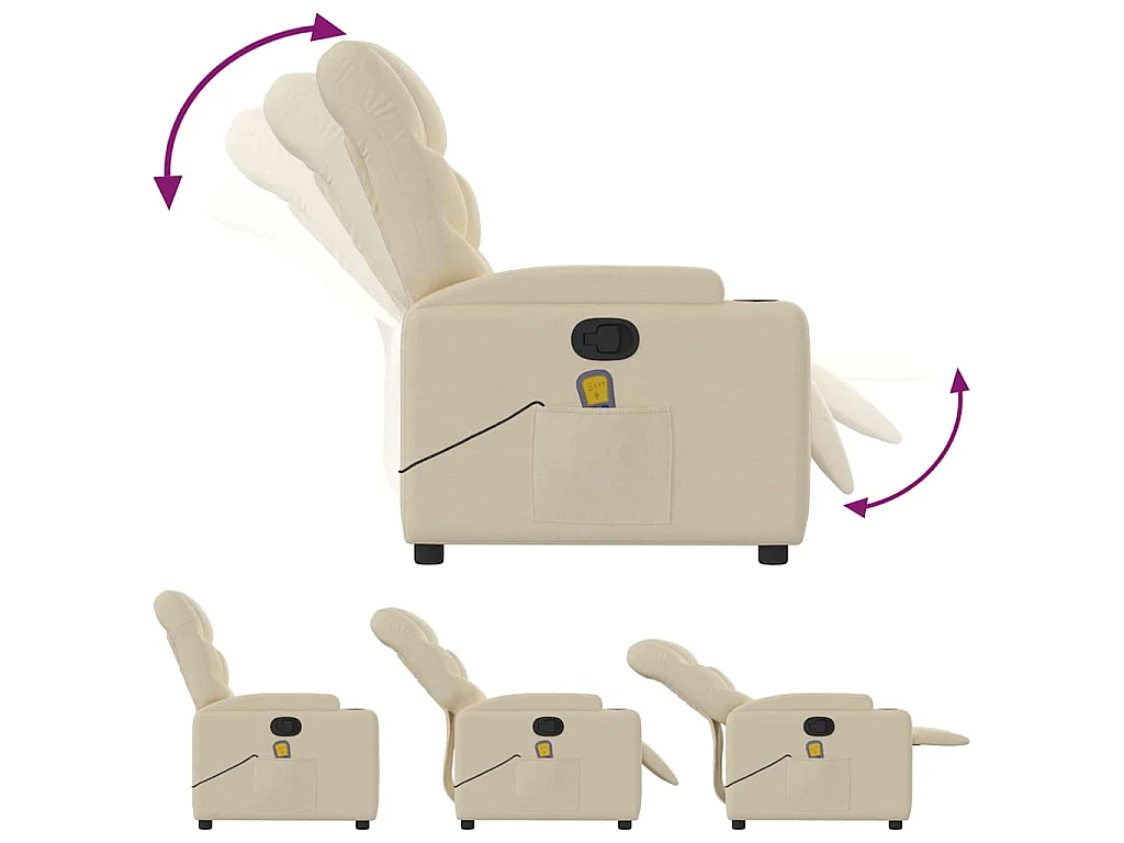 Massagestoel verstelbaar stof crèmekleurig