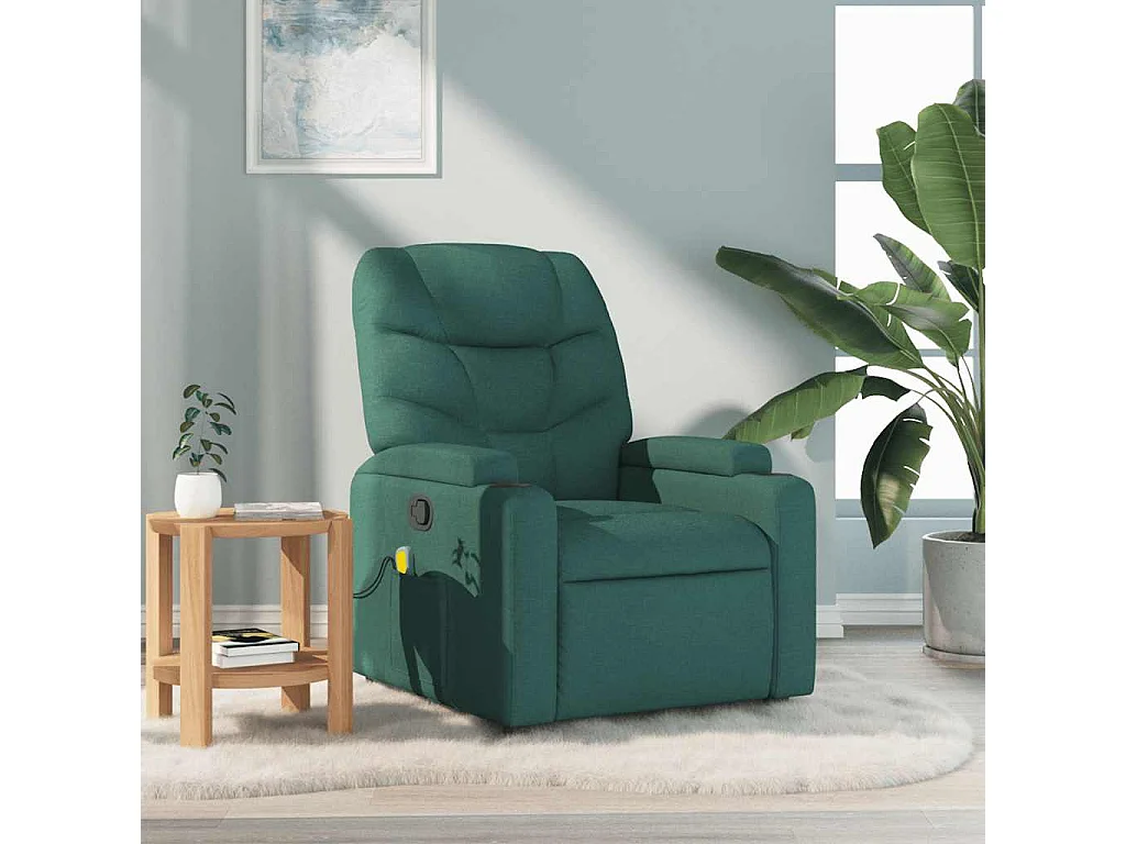 Fauteuil de massage inclinable Vert foncé Tissu