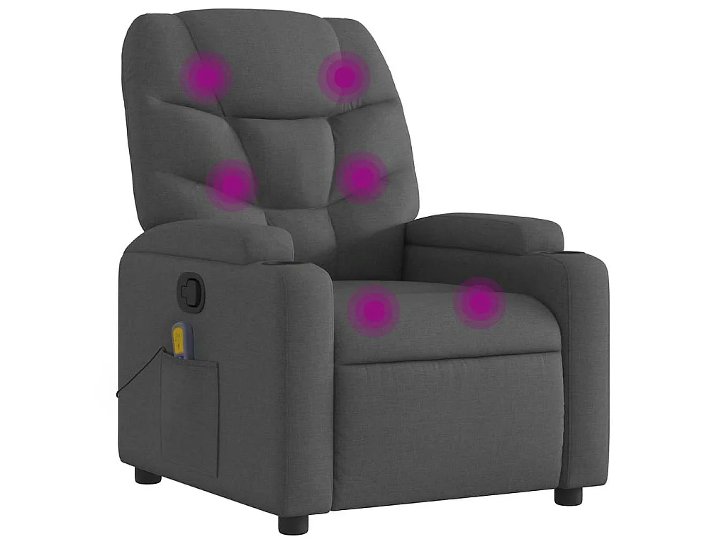 Fauteuil de massage inclinable Gris foncé Tissu