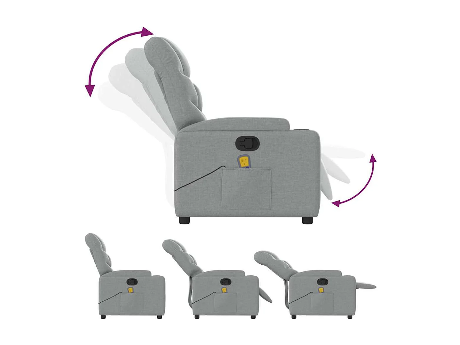 Fauteuil de massage inclinable Gris clair Tissu