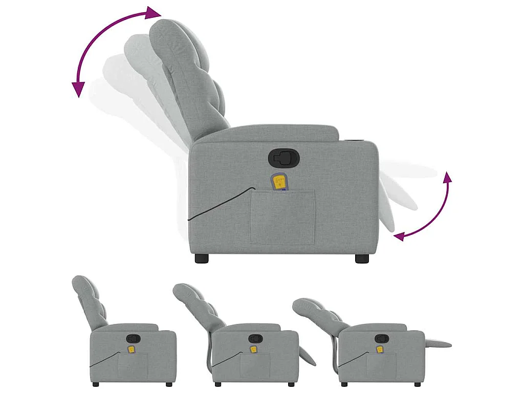 Fauteuil de massage inclinable Gris clair Tissu