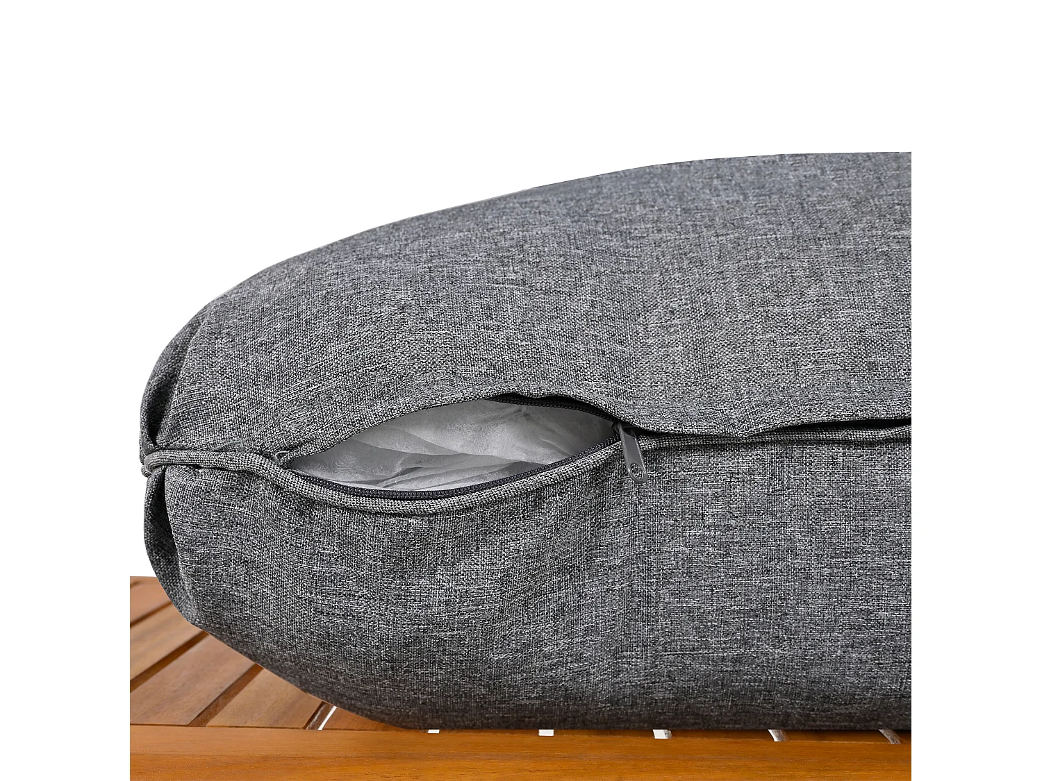 Tuinbank voor 5-6 personen met gegalvaniseerd ijzeren frame, decoratieve houten armleuningen, loungemeubels, grijs