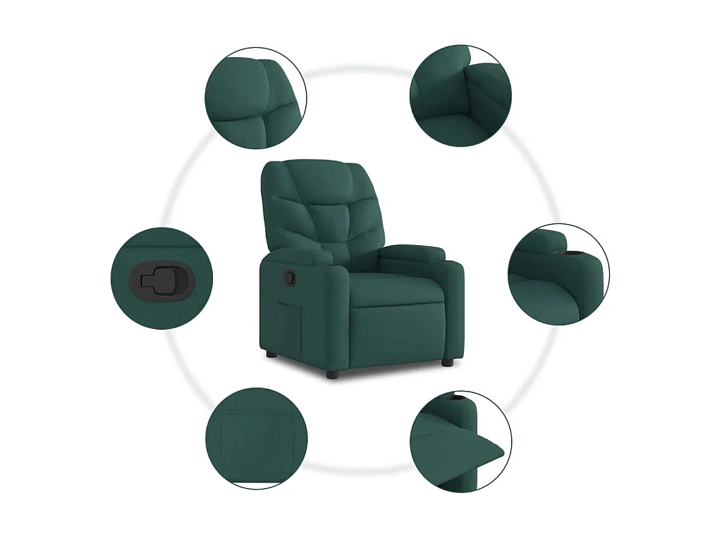 Fauteuil inclinable Vert foncé Tissu