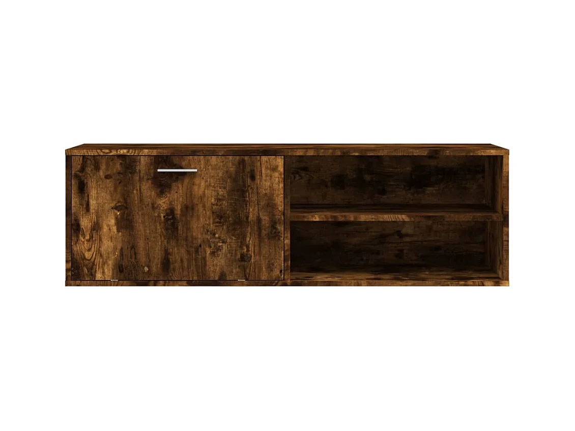 Mebel TV Dąb Dymiony 120x34x37 cm z Półką i Przestrzenią Wystawienniczą