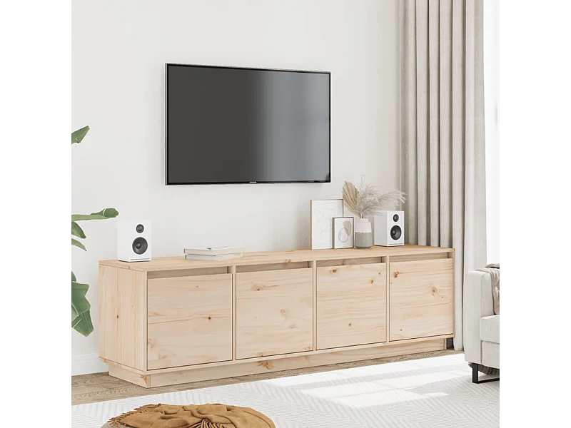 Mebel TV 156x37x45 cm Z Litego Drewna Sosnowego z Dużą Przestrzenią Magazynową