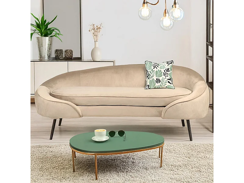 3-Sitzer Sofa Brendan Velours Taupe Stil Chic Modern Bequem