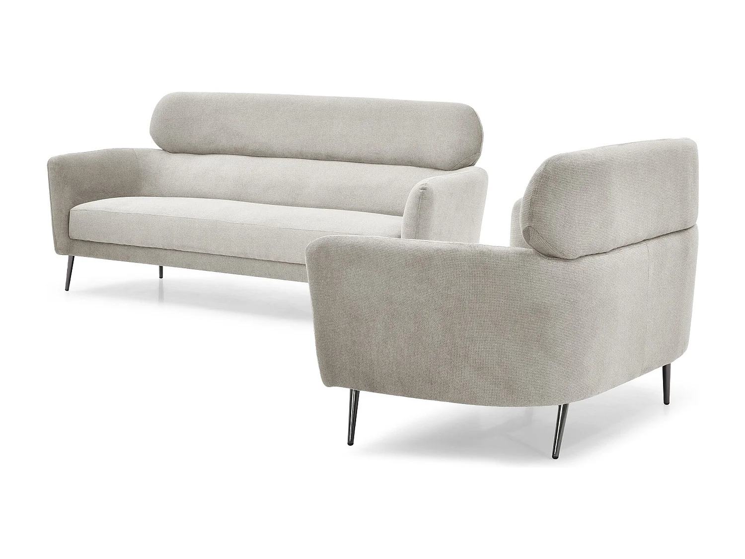 Canapé 3 places moderne avec haut dossier Damigal Tissu doux Beige