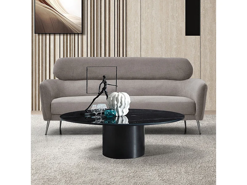 Canapé 3 places moderne avec haut dossier Damigal Tissu doux Gris taupe