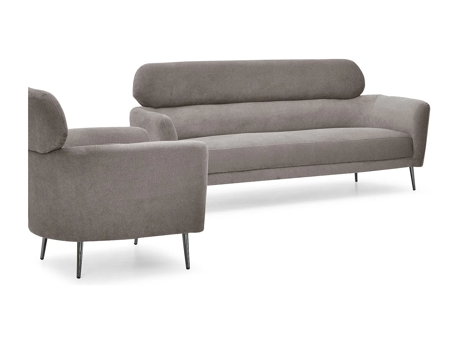 Canapé 3 places moderne avec haut dossier Damigal Tissu doux Gris taupe