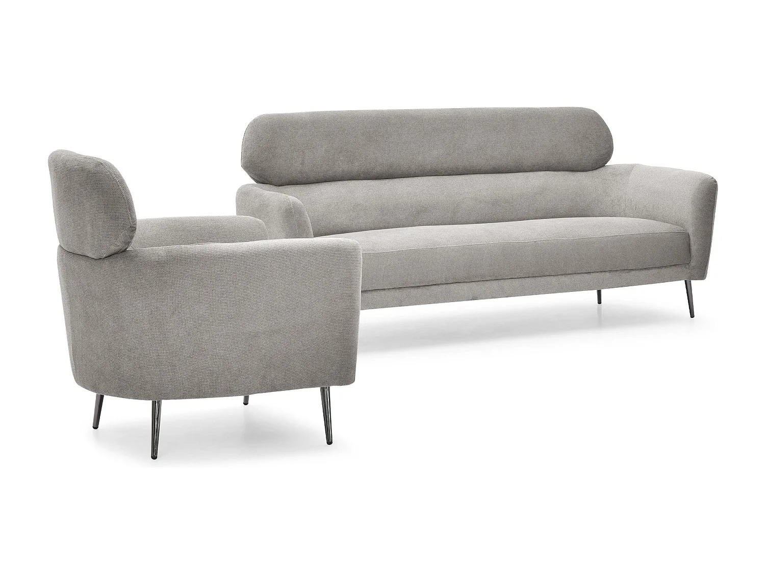 Divano moderno a 3 posti Damigal Grigio Tessuto Morbido Confortevole ed Elegante