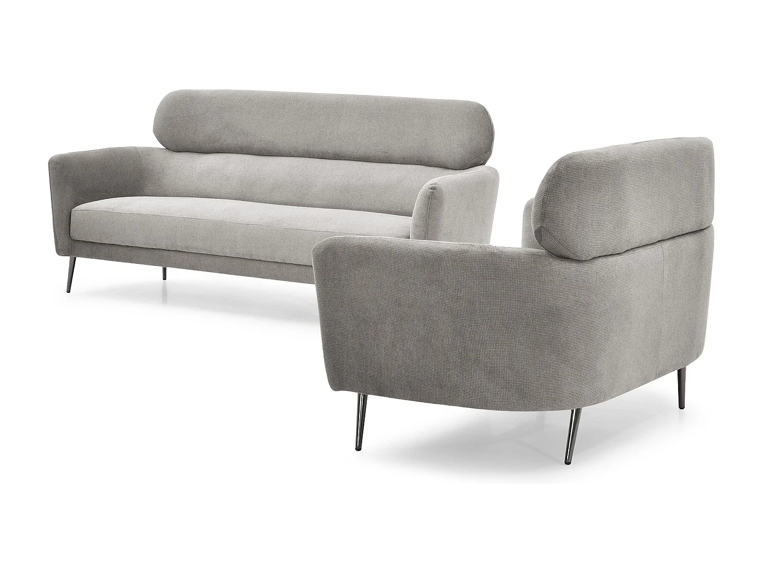 Divano moderno a 3 posti Damigal Grigio Tessuto Morbido Confortevole ed Elegante