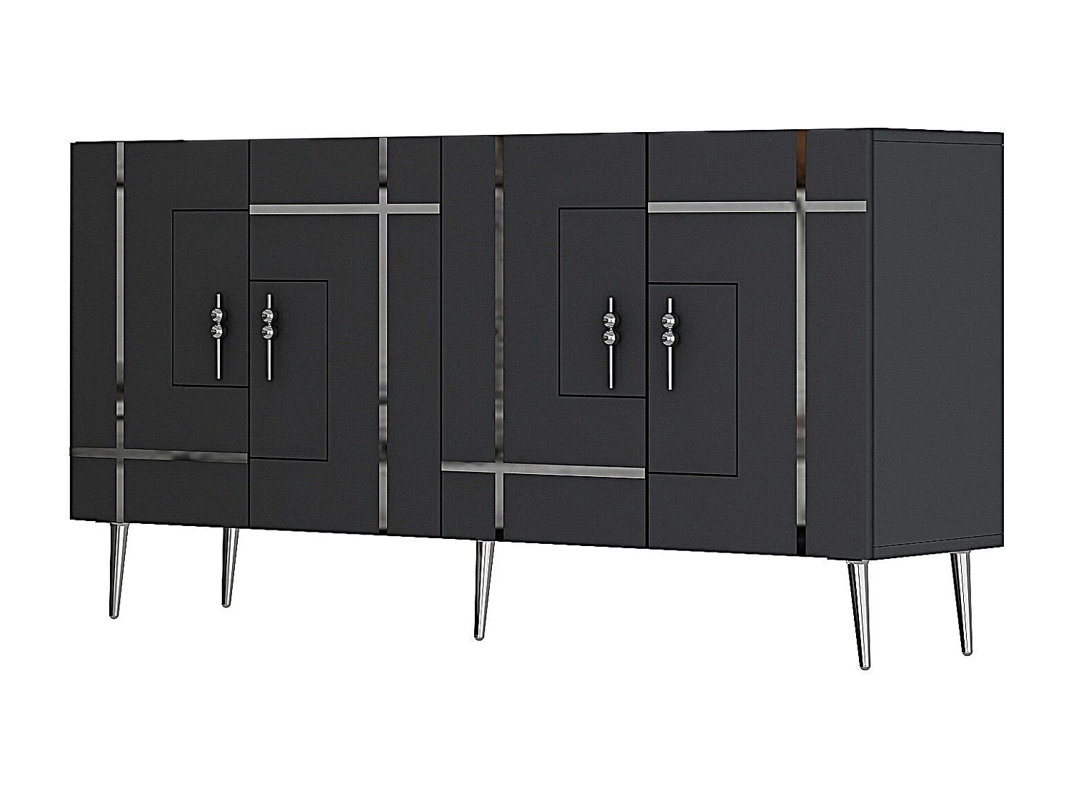 Aparador – 150 cm – Antracita y Plata – Melamina