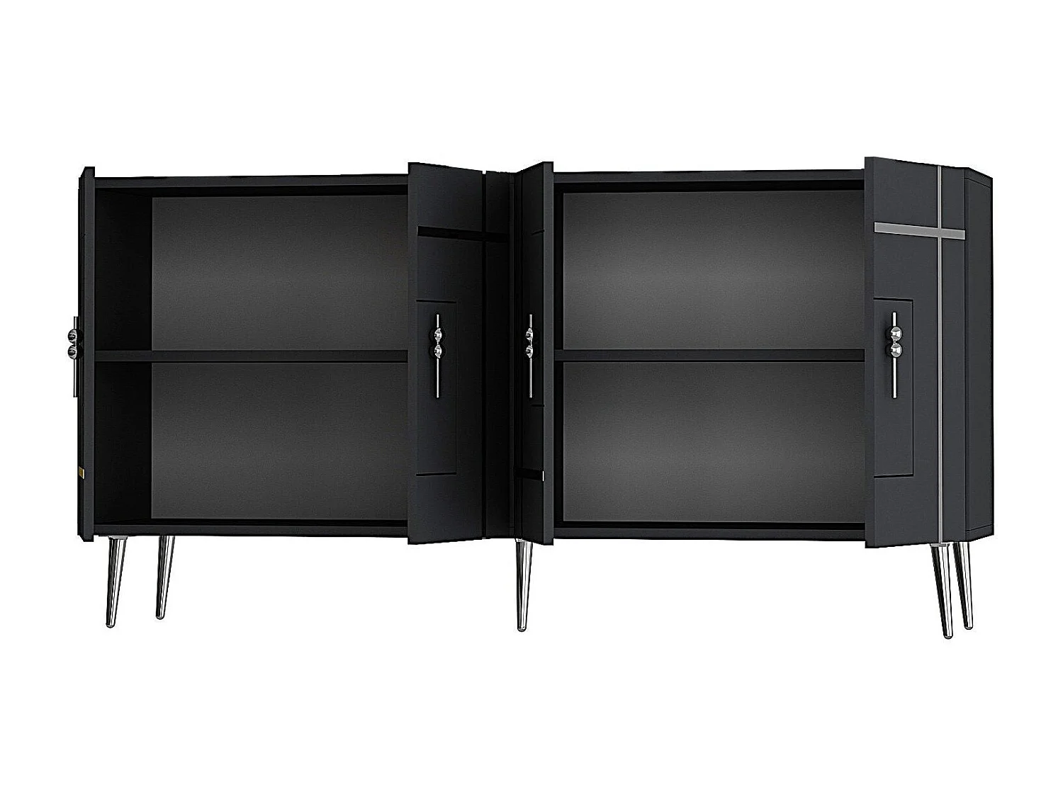 Aparador – 150 cm – Antracita y Plata – Melamina