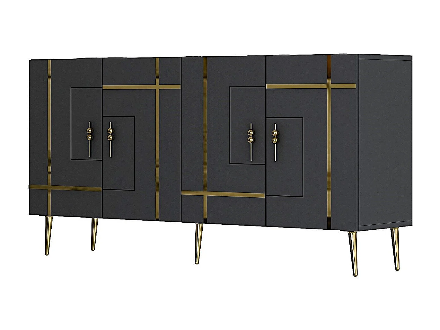 Aparador – 150 cm – Antracite e Dourado – Melamina