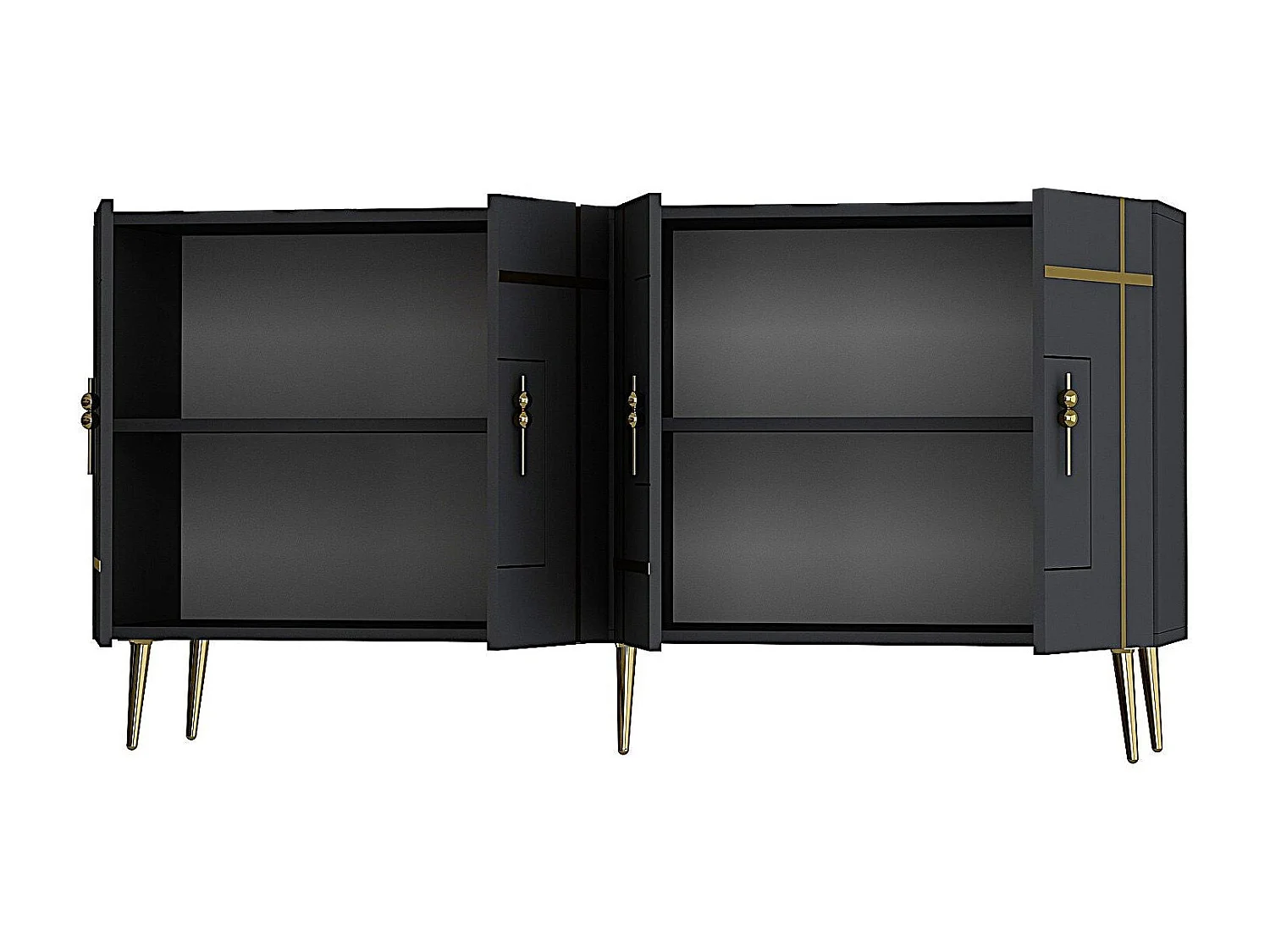 Aparador – 150 cm – Antracite e Dourado – Melamina