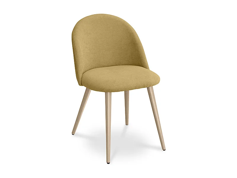 Chaise de salle à manger - Tapissée en tissu - Style scandinave - Evelyne Jaune Clair