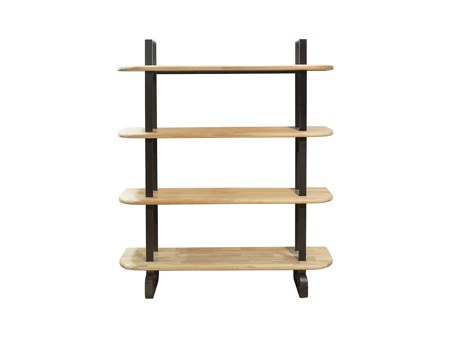 Estantería alta de 180x150x35 cm con 4 estantes y estructura metálica en negro Moonie