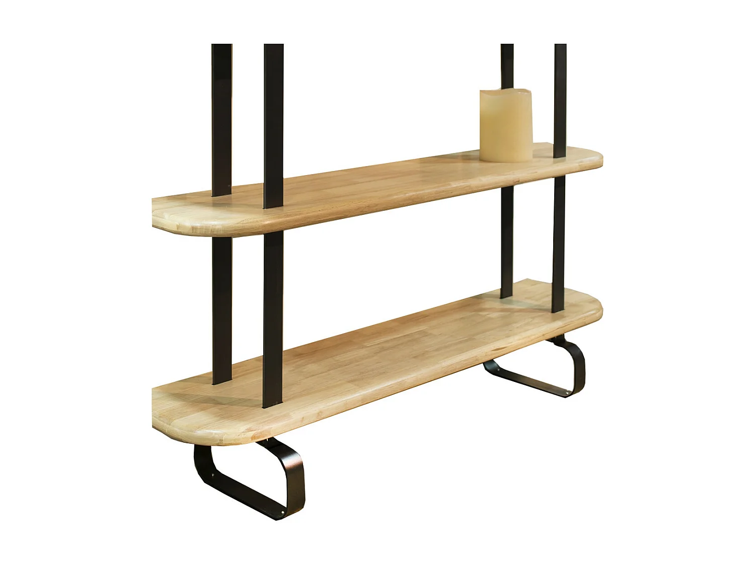 Estantería alta de 180x150x35 cm con 4 estantes y estructura metálica en negro Moonie